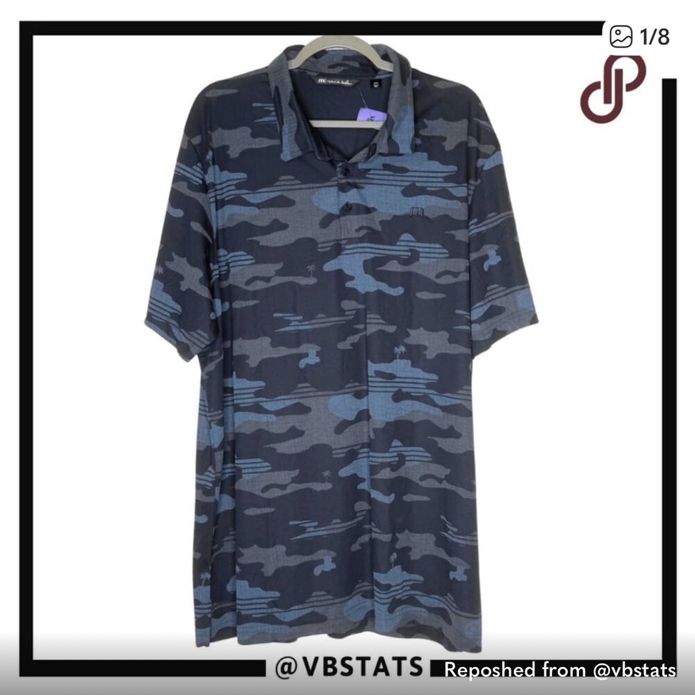 Travis Mathew Men's Blue & Gray Camo Polo
